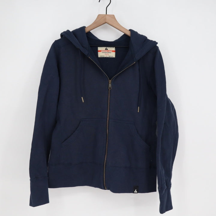 American Giant Hoodie Women Large Blue Full Zip Cotton Sherpa Lined Outdoor Wear
