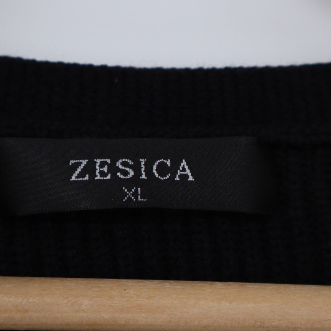 ZESICA Black Ribbed Knit V-Neck Button Front Midi Cardigan Dress XL Gold Buttons