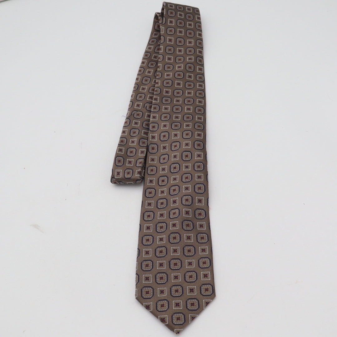 Jos A Bank Executive Collection Brown Silk Geometric Medallion Necktie