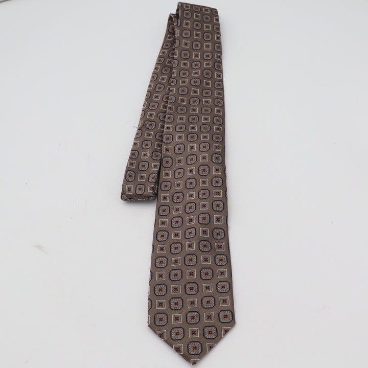 Jos A Bank Executive Collection Brown Silk Geometric Medallion Necktie