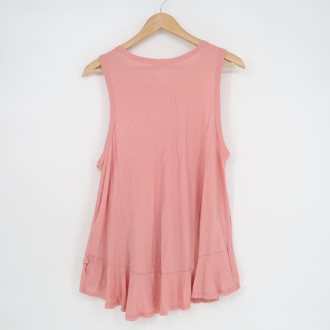 American Eagle Outfitters Tank Top Women Large Blush Cotton Flare Hem Round Neck