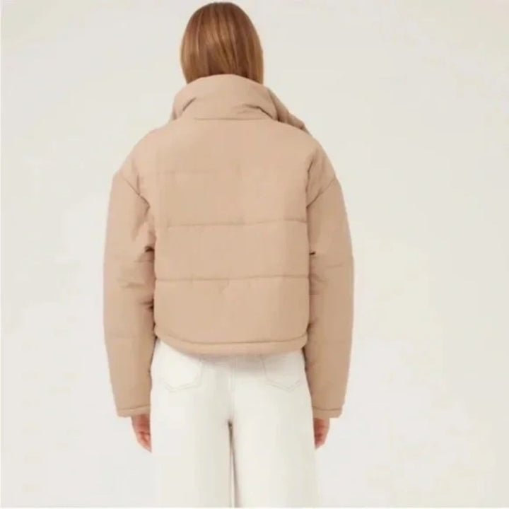 The Fifth Label Tan Cropped Puffer Jacket Size S/4