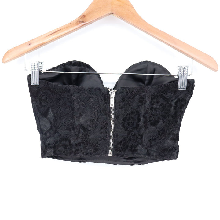 Naked Wardrobe Black Lace Sweetheart Corset Tube Top Size M