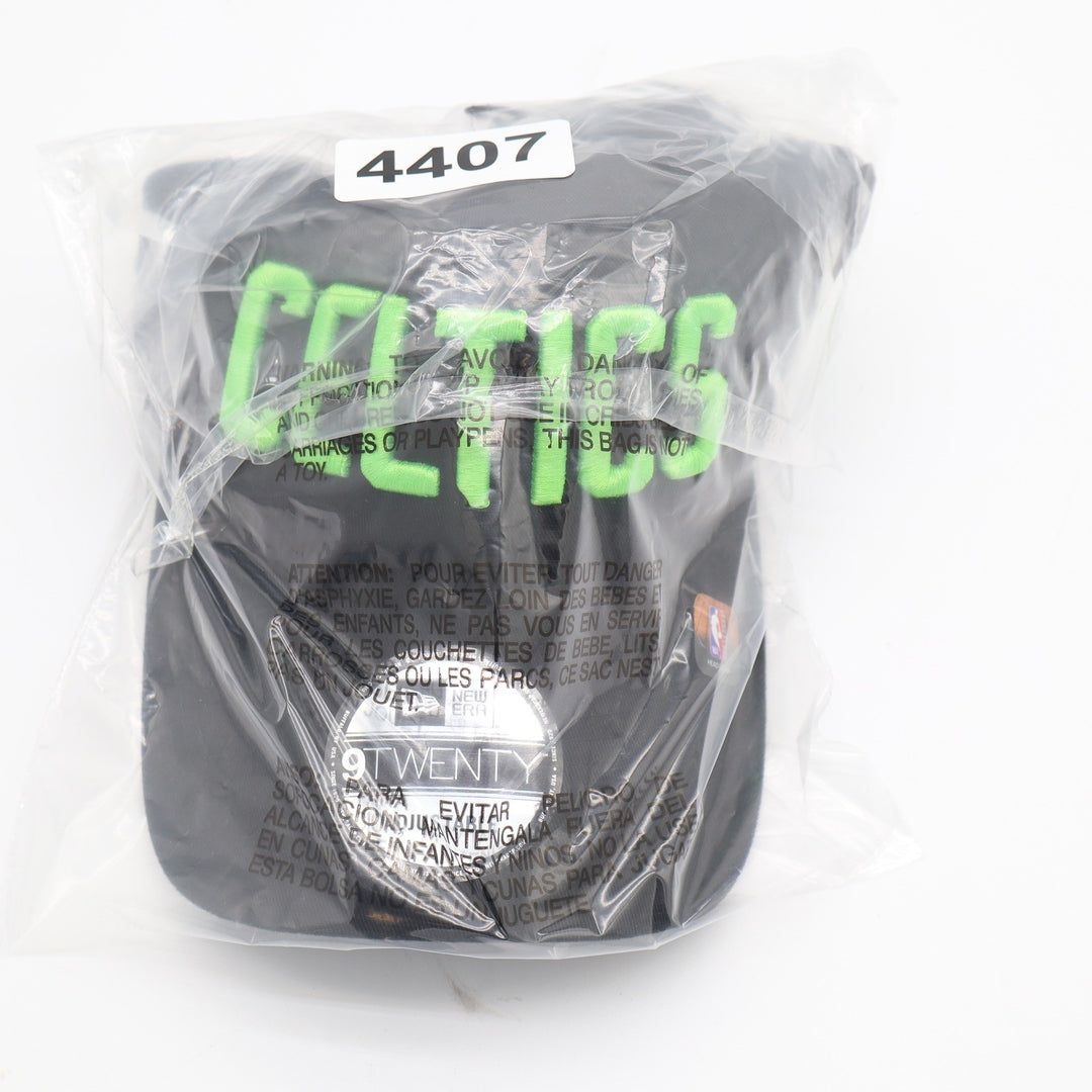 New Era 9TWENTY Boston Celtics NBA Hat Black Neon Green Adjustable