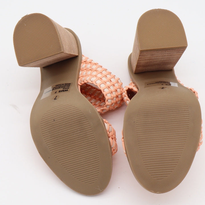 DV Dolce Vita Sandals Womens 7 Rozie Woven Block Heel Peach Braided Excellent