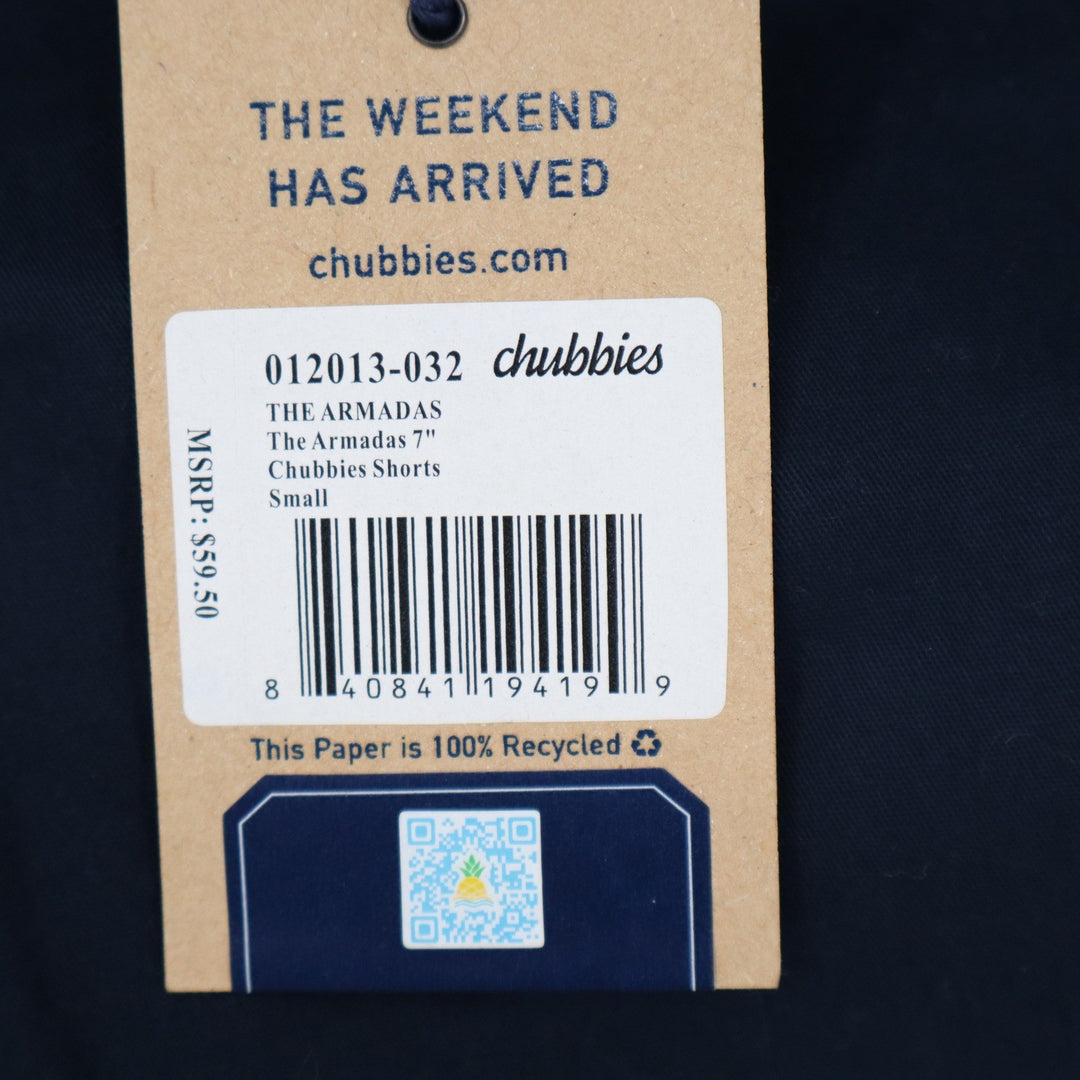 Chubbies The Armadas 7" Mens Shorts Navy Blue Stretch Cotton Small