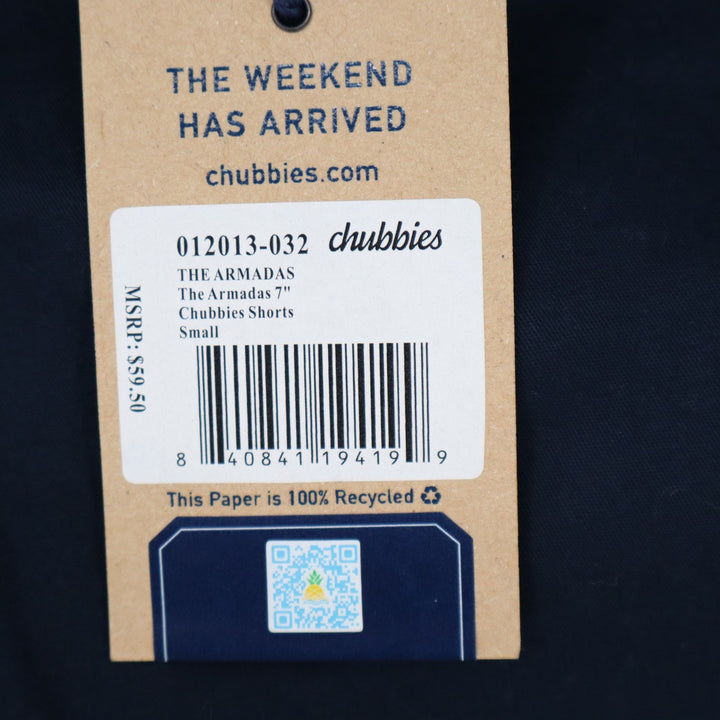 Chubbies The Armadas 7" Mens Shorts Navy Blue Stretch Cotton Small