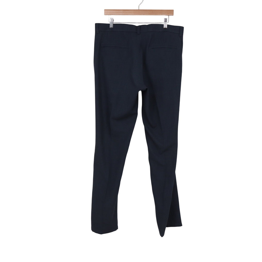 Haggar H26 Mens Dress Pants 36x32 Navy Blue Flat Front Straight Leg Trousers