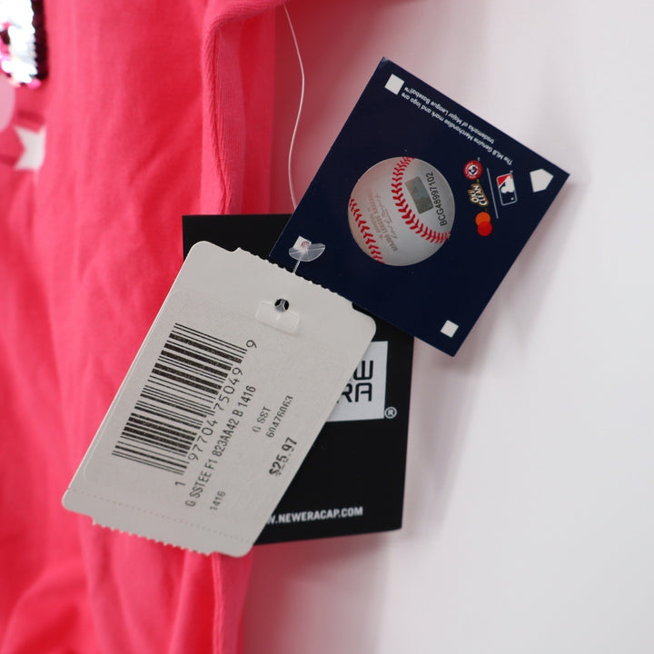 New Era Boston Red Sox Girls Pink Sequin V-Neck T-Shirt Size 14/16 NWT