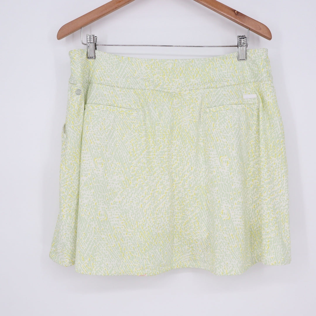 Adidas Golf Skort Womens Large Lime Green White Abstract Print