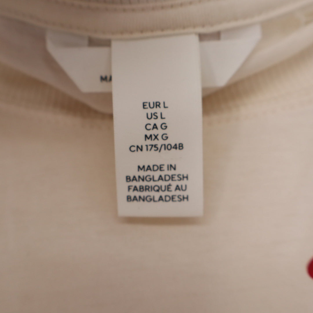 H&M Mama Maternity Cream Heart Print Oversized Cotton T-Shirt Size L