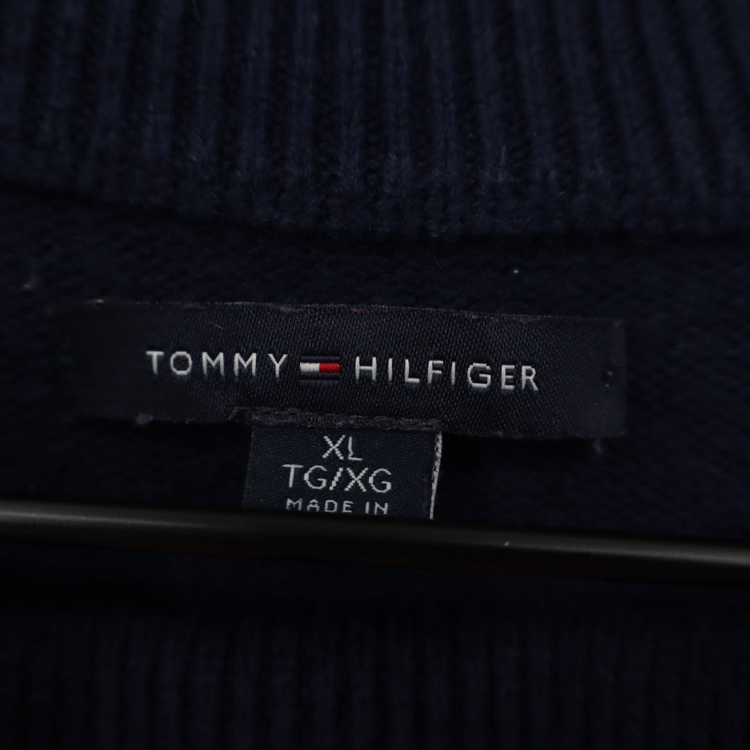 Tommy Hilfiger Sweater Dress Womens XL Blue Pink Striped Cotton Ribbed Mock Neck