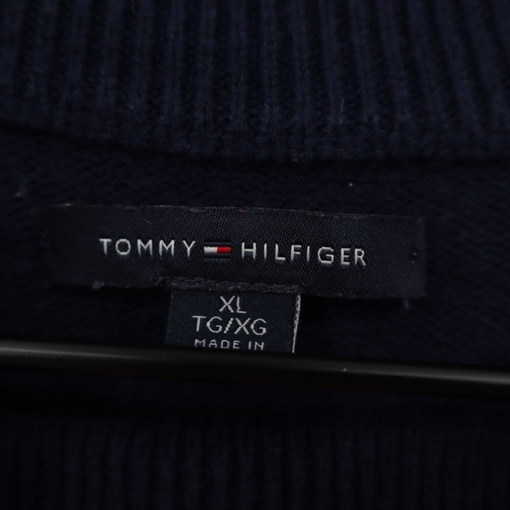 Tommy Hilfiger Sweater Dress Womens XL Blue Pink Striped Cotton Ribbed Mock Neck