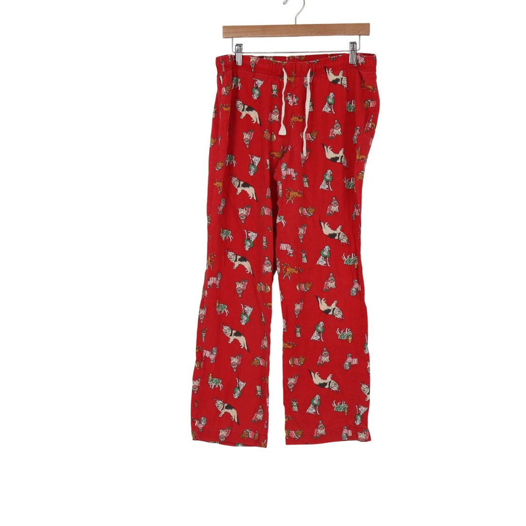 Old Navy Red Cotton Holiday Dog Print Pajama Pants Medium Christmas Loungewear