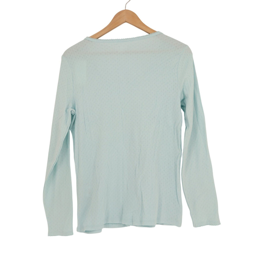 Charter Club Intimates Pajama Top Womens Medium Light Blue Cotton Scoop Neck