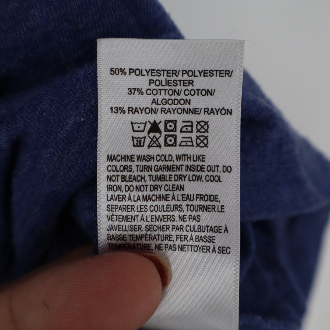 Lucky Brand Mens Heather Blue Graphic T-Shirt Dungarees Logo Size L