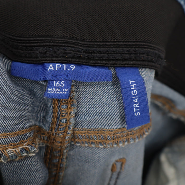 Apt 9 Womens Straight Leg Jeans Blue Medium Wash Stretch Comfort Waist 16S