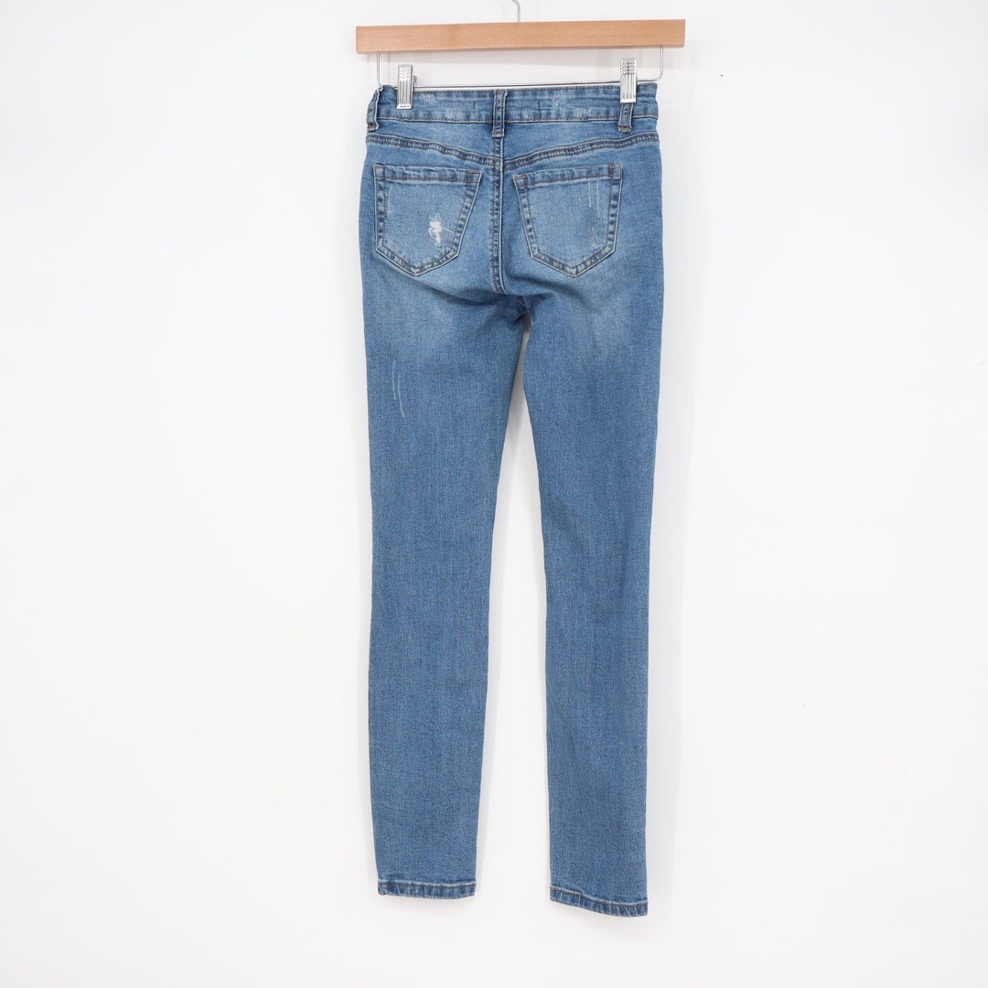 Wax Jean Los Angeles Womens Skinny Distressed Ripped Denim Medium Wash Size 0