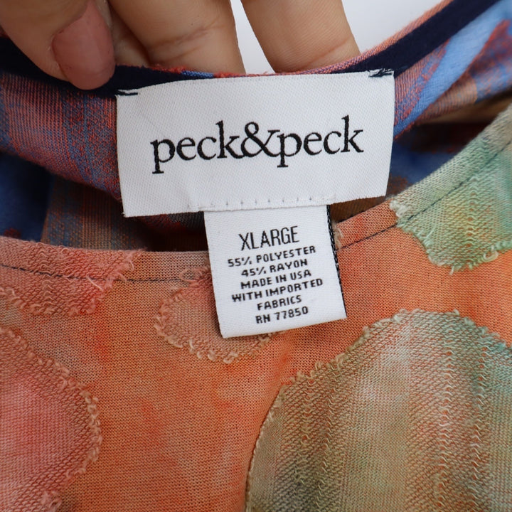 Peck & Peck XL Multi Color Abstract Dot Watercolor 3/4 Sleeve Blouse Top USA