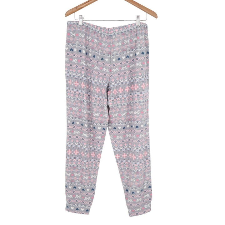Cuddl Duds Fleece Pajama Bottom Womens Large Multi Printed Stretch Elastic Waist