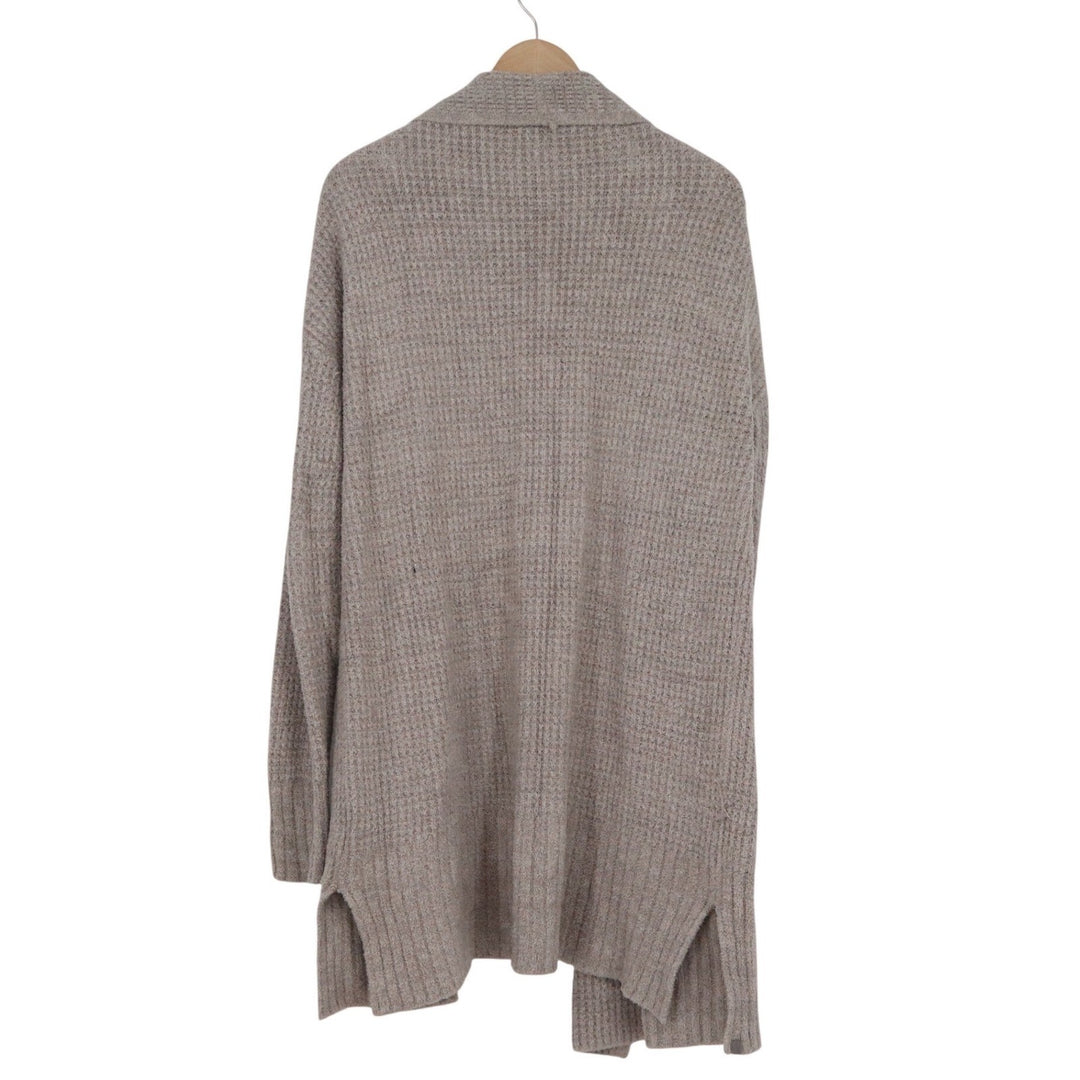 Barefoot Dreams CozyChic Lite Waffle Knit Cardigan Taupe Womens M