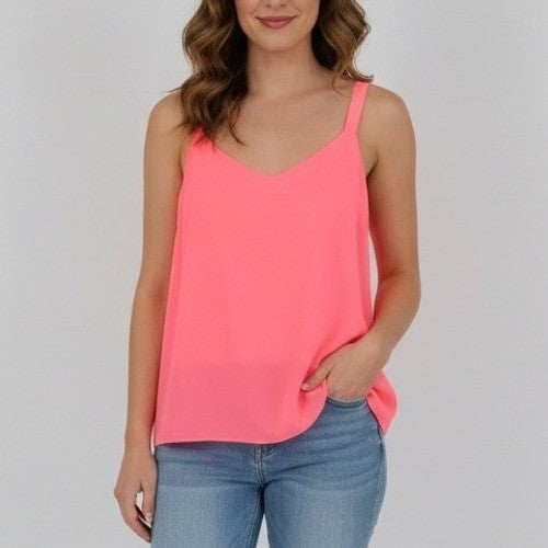 Lilly Pulitzer Neon Pink V Neck Spaghetti Strap Tank Top Size S
