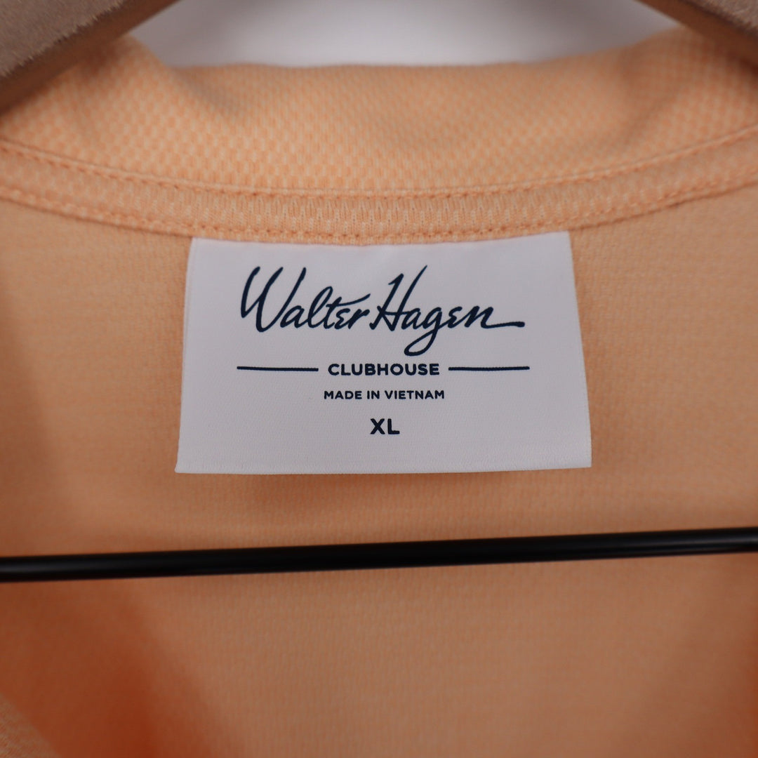 Walter Hagen Clubhouse Womens XL Peach Orange Sleeveless V-Neck Golf Polo Shirt