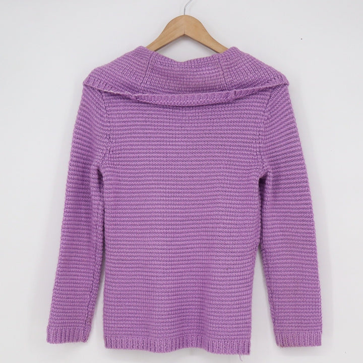 Jones New York Collection Petite Purple Cowl Neck Chunky Knit Sweater PS