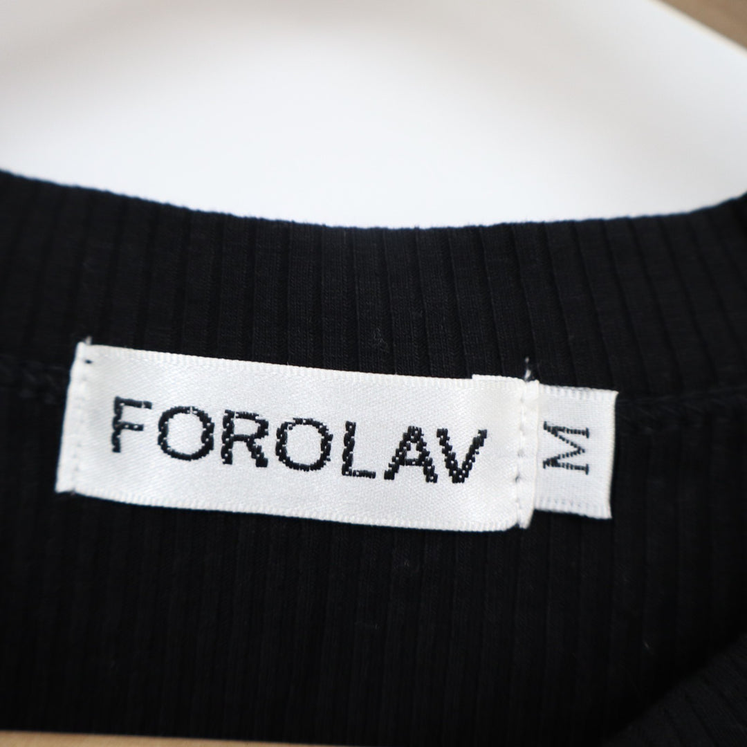 Forolav Tank Top Women Medium Black Cotton Stretch Crew Neck Sleeveless Pullover