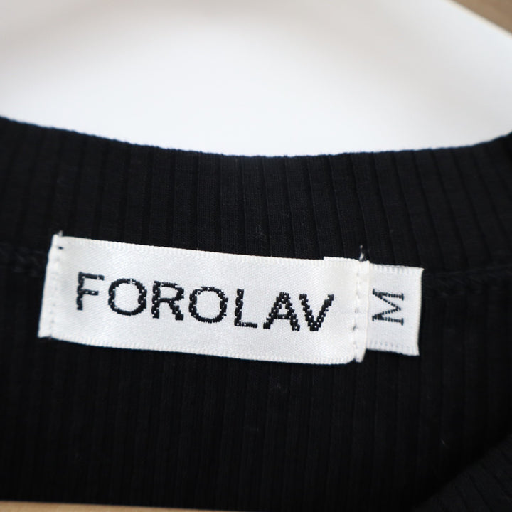 Forolav Tank Top Women Medium Black Cotton Stretch Crew Neck Sleeveless Pullover