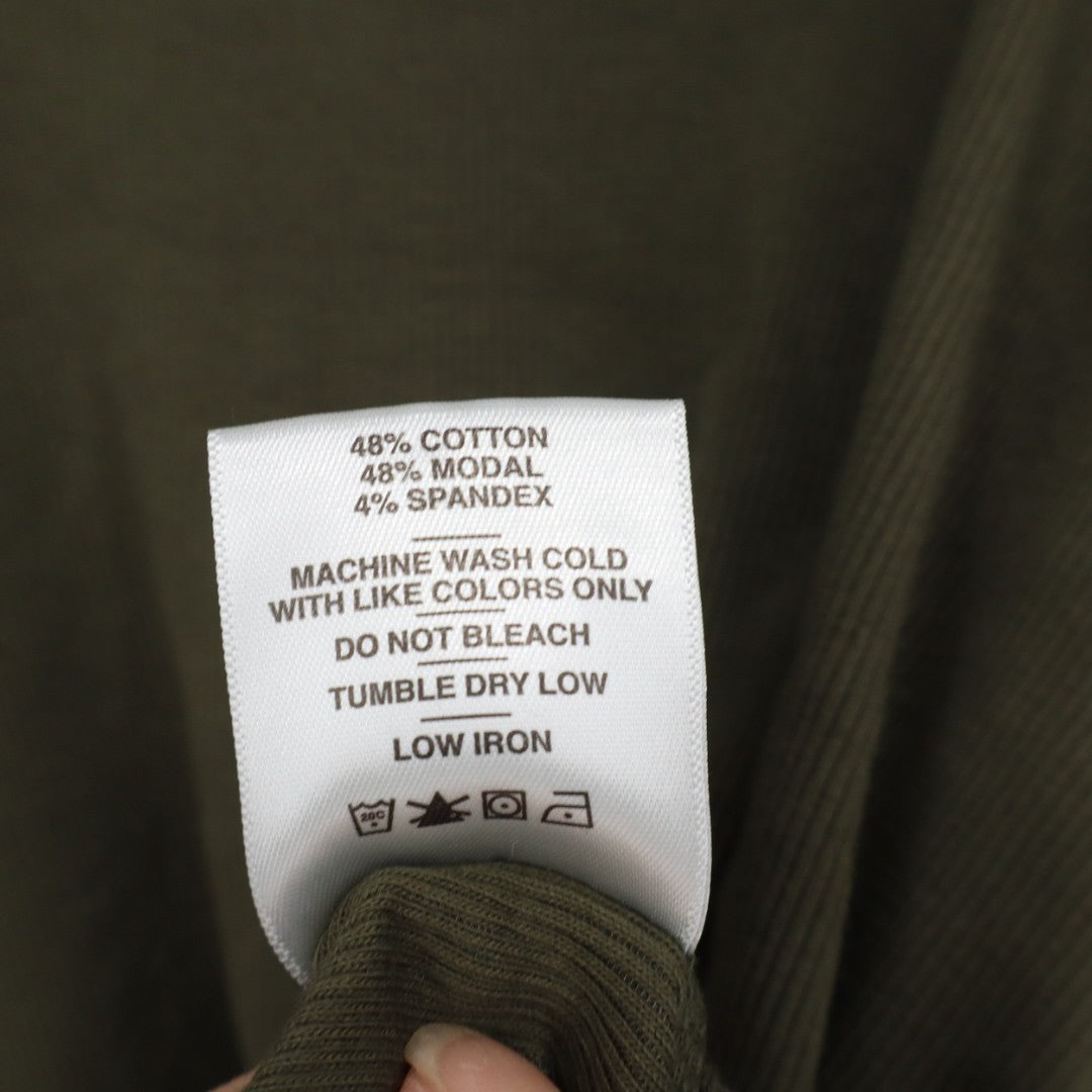 American Giant Luxe Rib Womens Large Olive Green V-Notch Long Sleeve Pullover