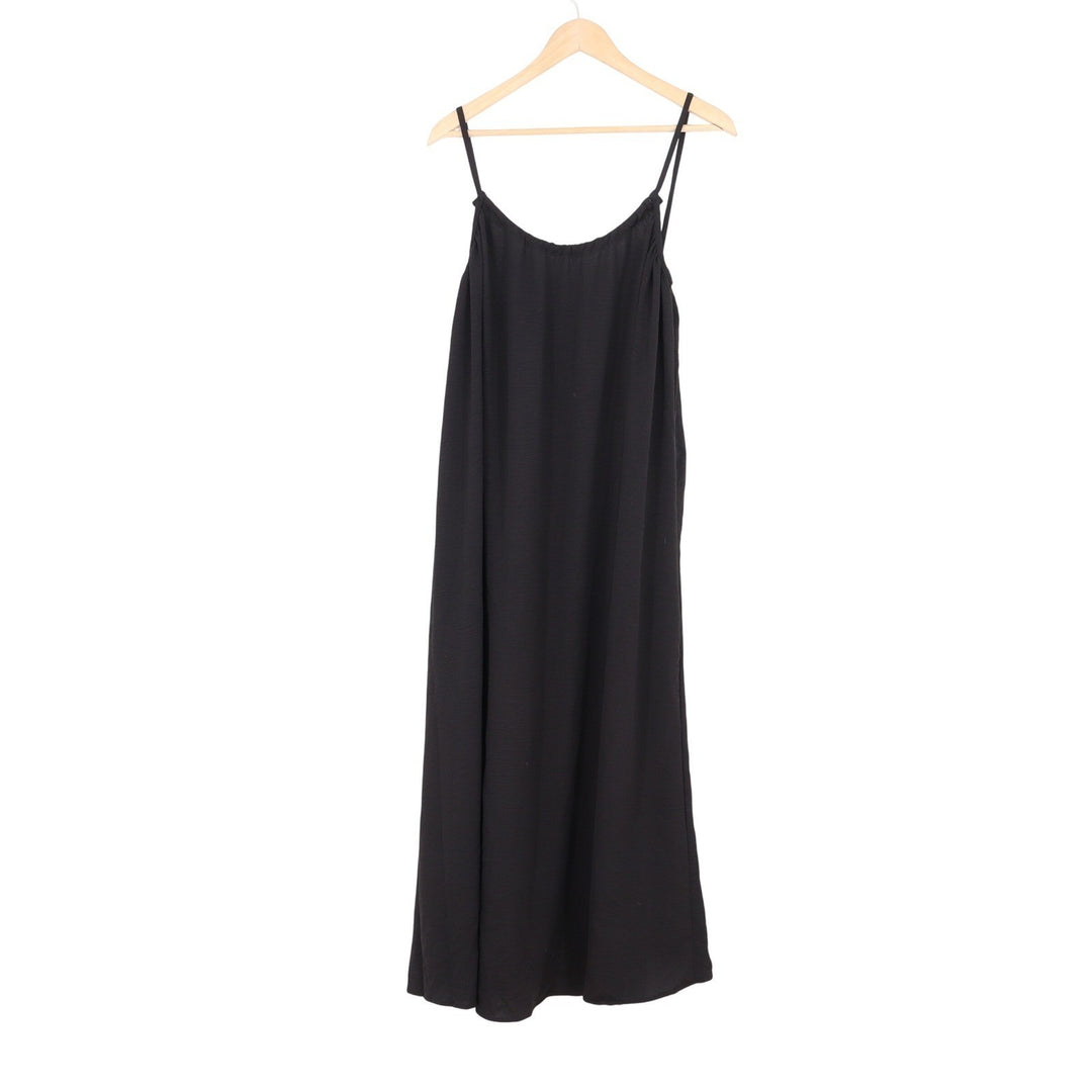 Black Spaghetti Strap Tie Back Midi Slip Dress Small