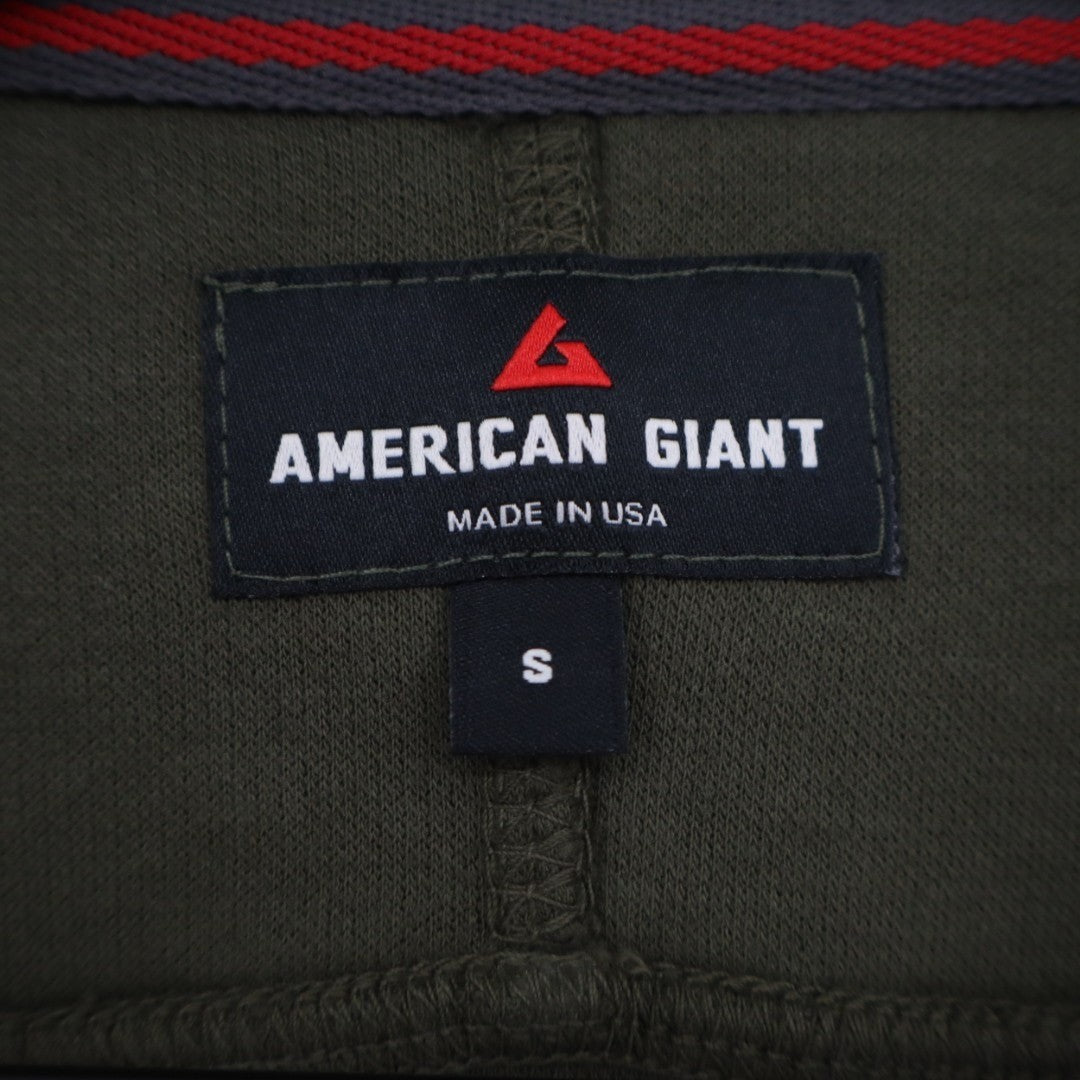 American Giant French T-Shirt Mens Small Olive Green Cotton Ribbed Henley Neck