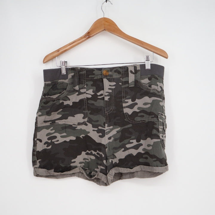 Knox Rose Chino Short Womens Large Multicolor Camo Cargo Pockets Cuffed Hem