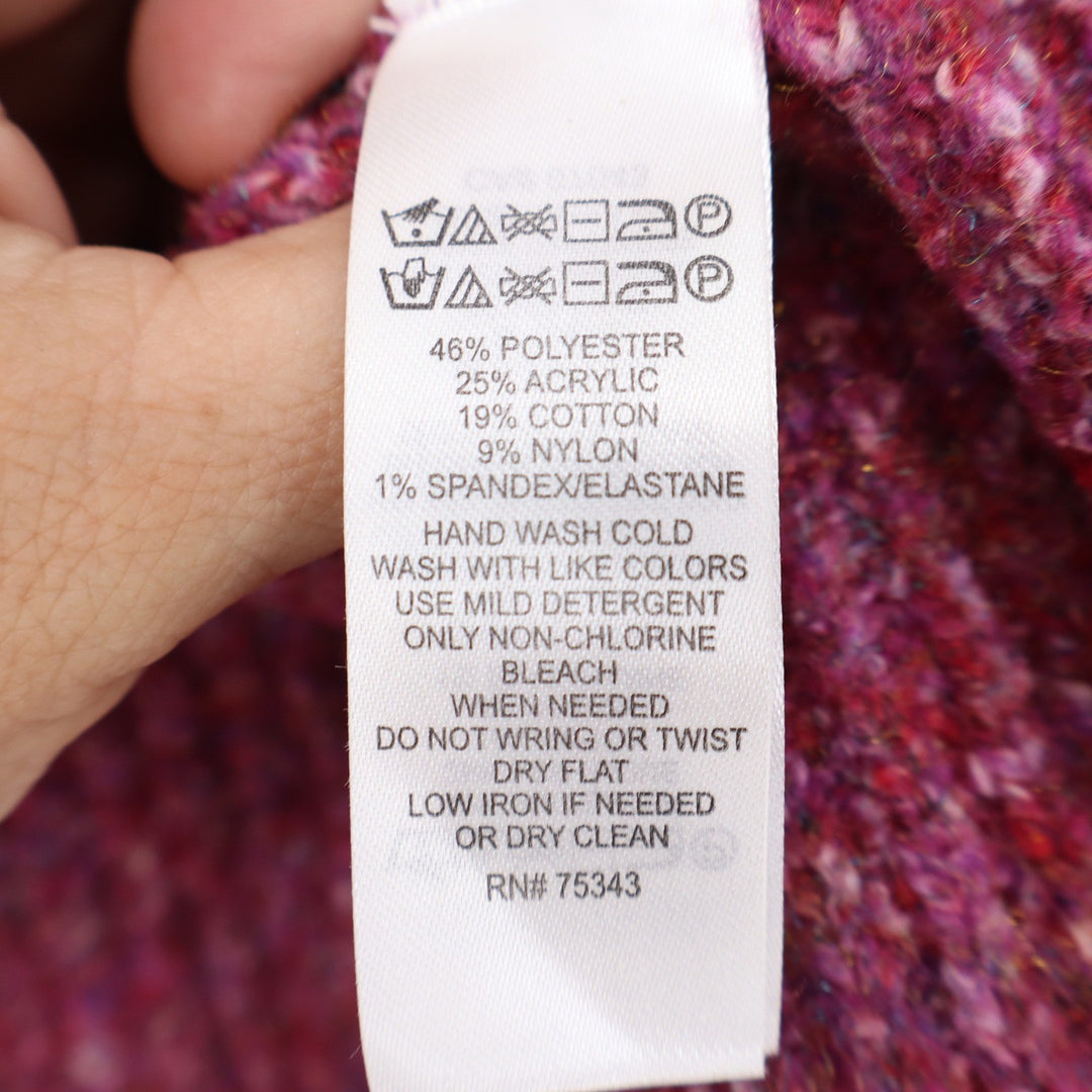 Rachel Rachel Roy Pink Purple Marled Chunky Knit Crew Neck Sweater Womens Medium