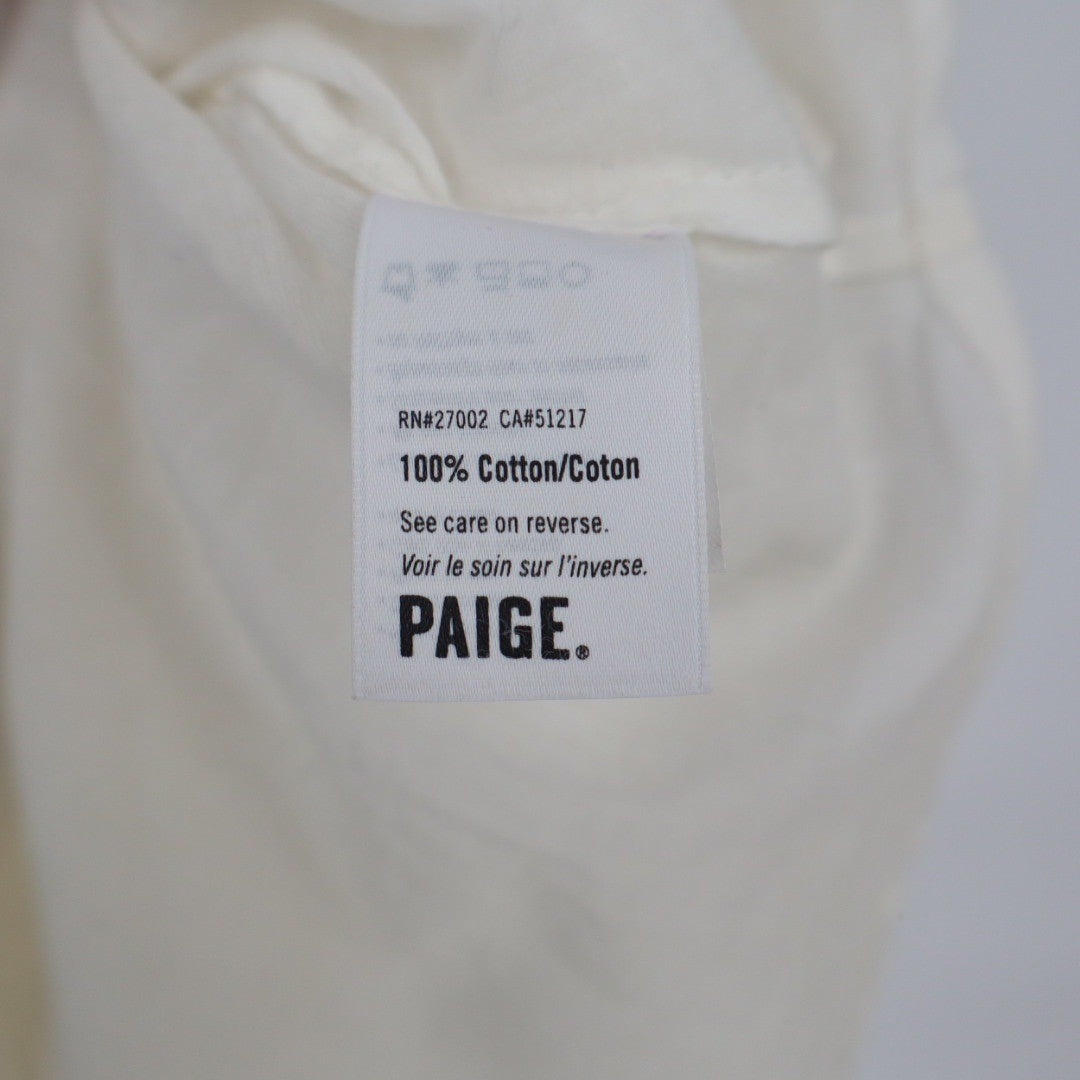PAIGE Cream Lace Trimmed V Neck Dress Size L Lightweight Cotton Drawstring Waist