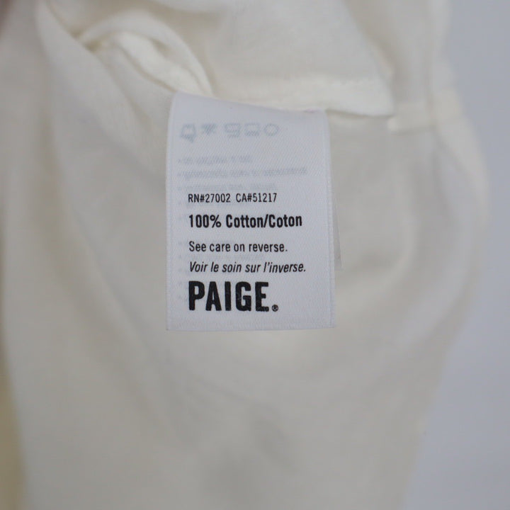 PAIGE Cream Lace Trimmed V Neck Dress Size L Lightweight Cotton Drawstring Waist