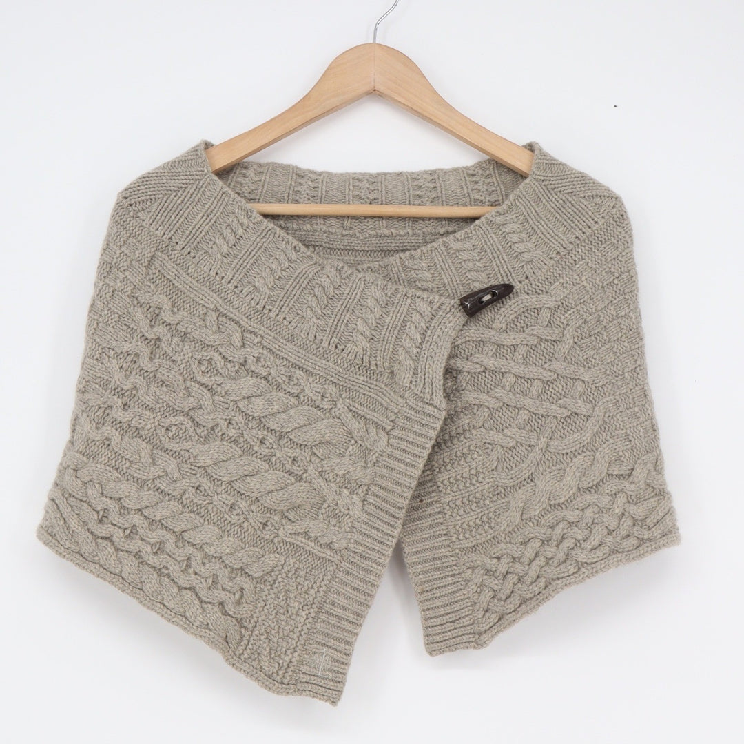 Lauren Ralph Lauren Lambswool Rabbit Hair Cable Knit Toggle Poncho One Size