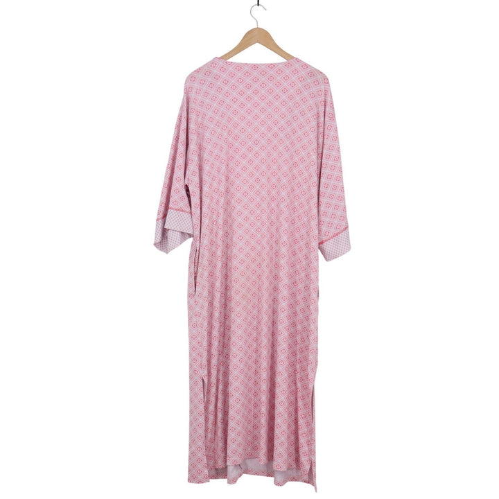 Stan Herman Pink Geometric Diamond Caftan Lounger Zip V-Neck 1X