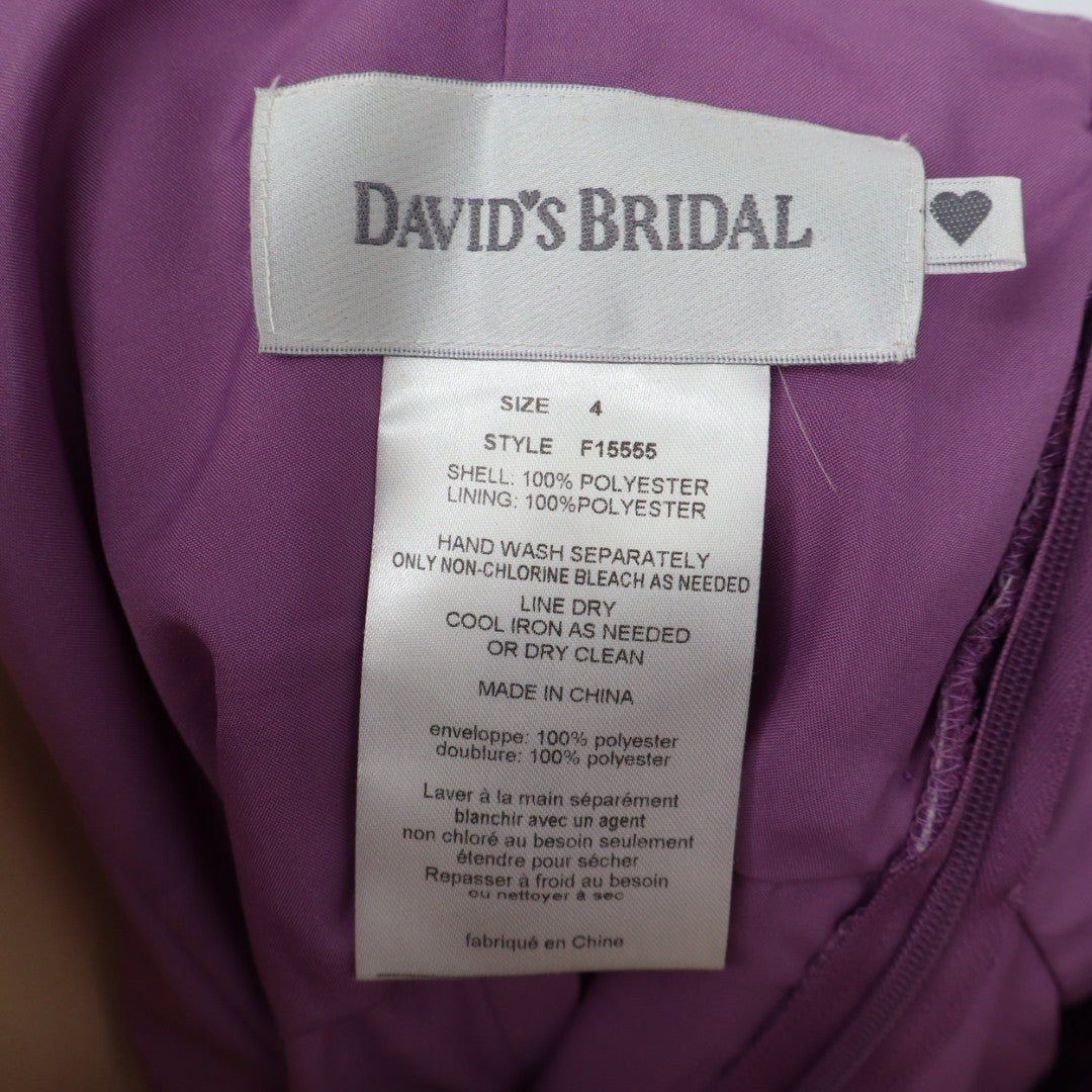 Davids Bridal Strapless Pleated Empire Waist Maxi Dress Purple Size 4