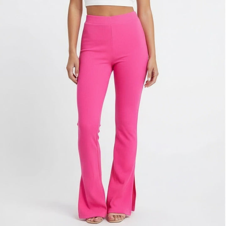 Naked Wardrobe Hot Pink Ribbed Split Hem Leggings Pants XS