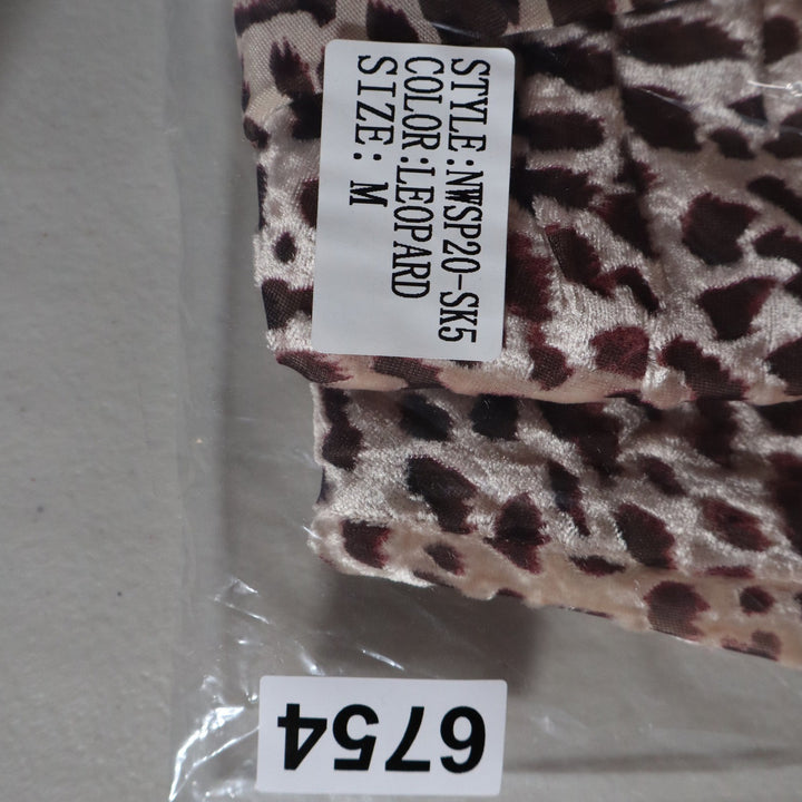 Naked Wardrobe Leopard Print Ruched Mini Skirt with Draped Sash Brown M