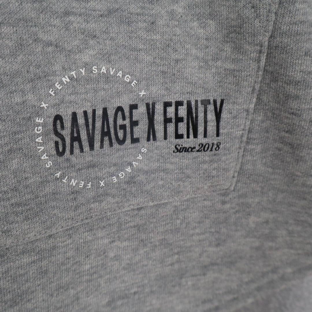 Savage X Fenty Womens 2X Oversized Hoodie Heather Gray Logo Sweatshirt