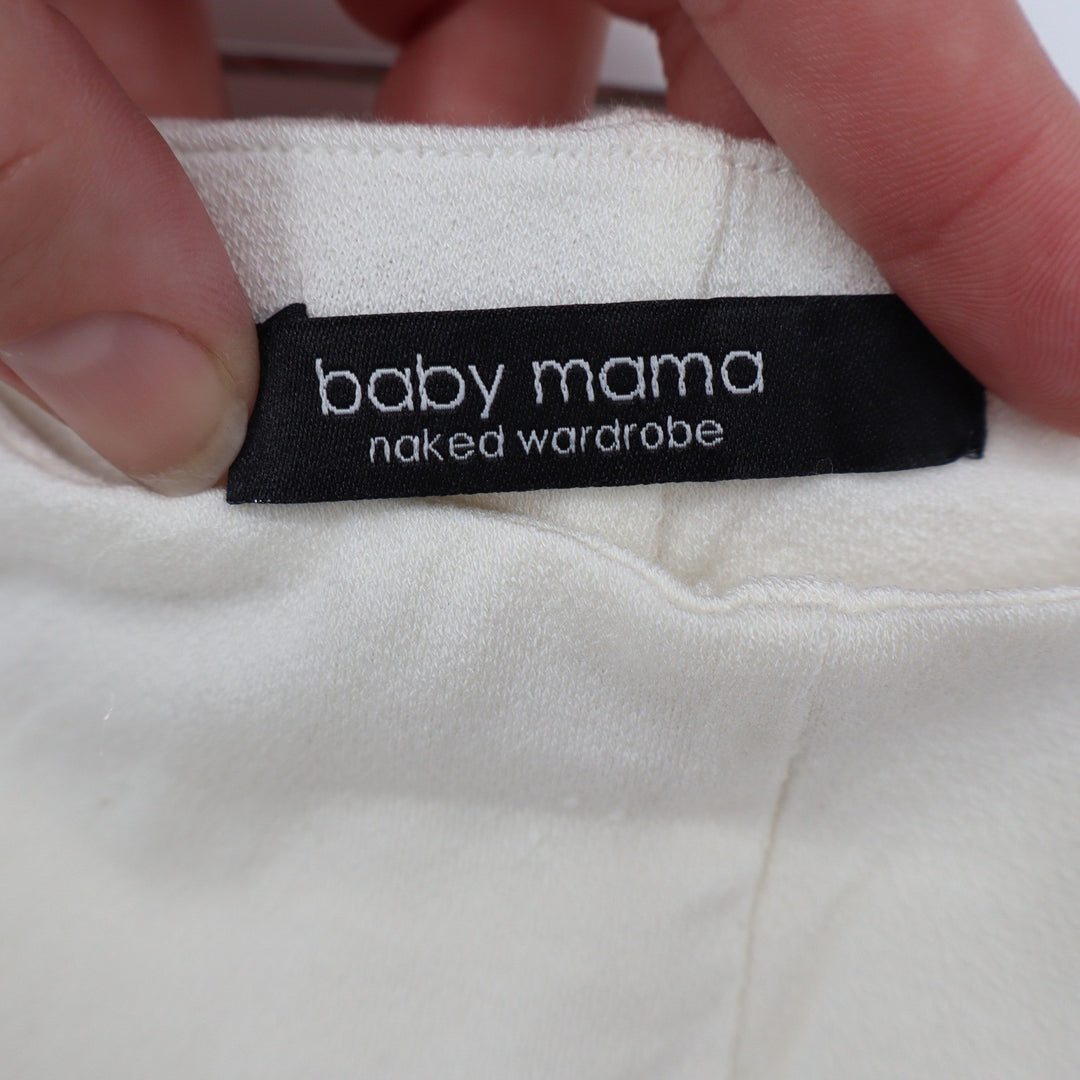 Naked Wardrobe Baby Mama Cream Biker Shorts Small Off-White