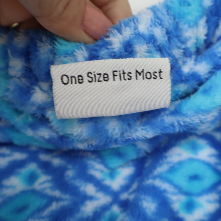 Blue Geometric Ikat Plush Fleece Spa Wrap Body Towel One Size Fits Most