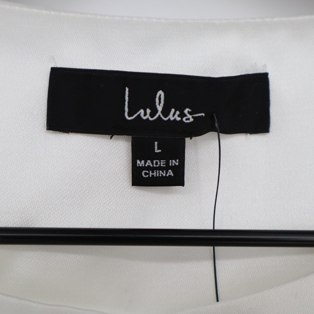 Lulus Sophisticated Icon Mini Dress Womens L Black Sleeveless Pockets Button-Up