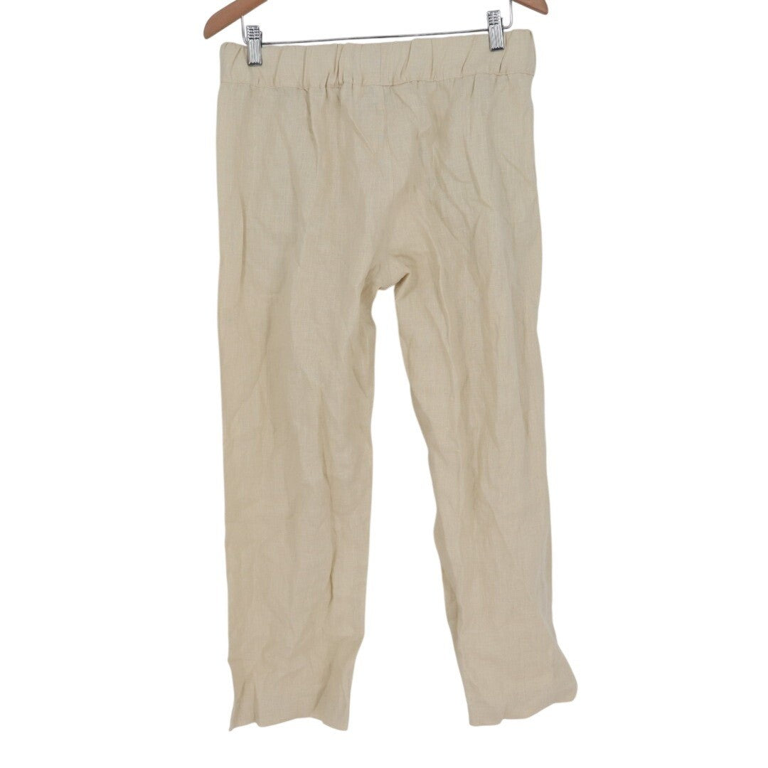 American Giant Pants Womens Medium Beige Linen Relaxed Fit Wide Leg Summer Wear