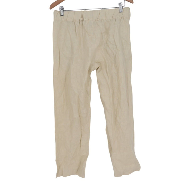 American Giant Pants Womens Medium Beige Linen Relaxed Fit Wide Leg Summer Wear