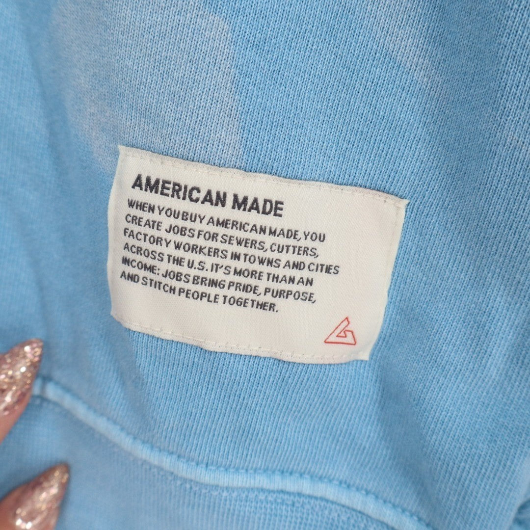 American Giant Vintage Washed Relaxed French Terry Crew Sweatshirt Womens L Blue