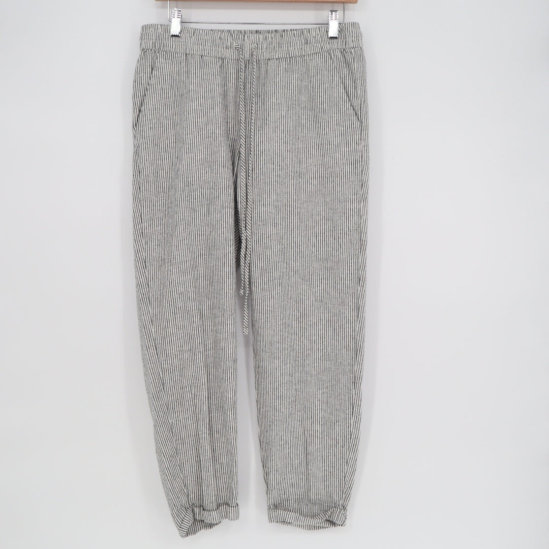 J.Crew Womens Size 6 Navy White Striped Linen Cotton Seaside Pull On Pants